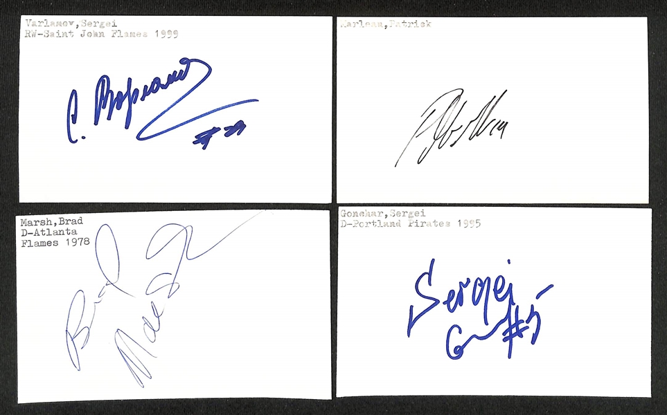 (300+) Signed Hockey Index Cards w. Ed Belfour, Bobby Hull, Trevor Linden, Tony Twist, +(JSA Auction Letter)