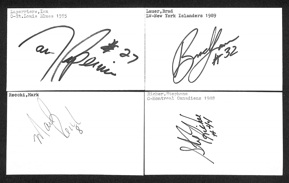 (300+) Signed Hockey Index Cards w. Ed Belfour, Bobby Hull, Trevor Linden, Tony Twist, +(JSA Auction Letter)