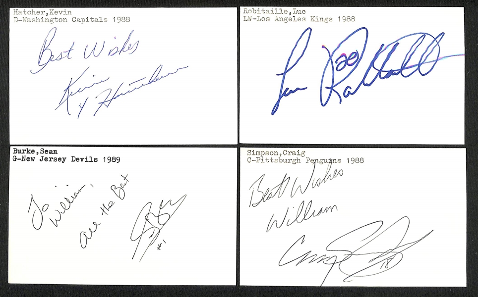 (300+) Signed Hockey Index Cards w. Bobby Hull, Jim Craig, Parker MacDonald, Tony Granato, +(JSA Auction Letter)