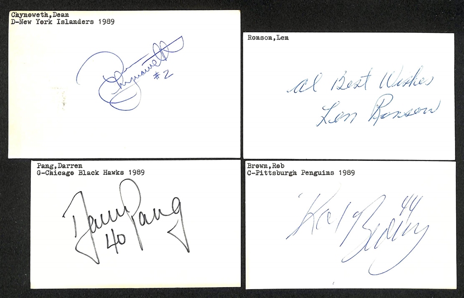 (300+) Signed Hockey Index Cards w. Bobby Hull, Jim Craig, Parker MacDonald, Tony Granato, +(JSA Auction Letter)