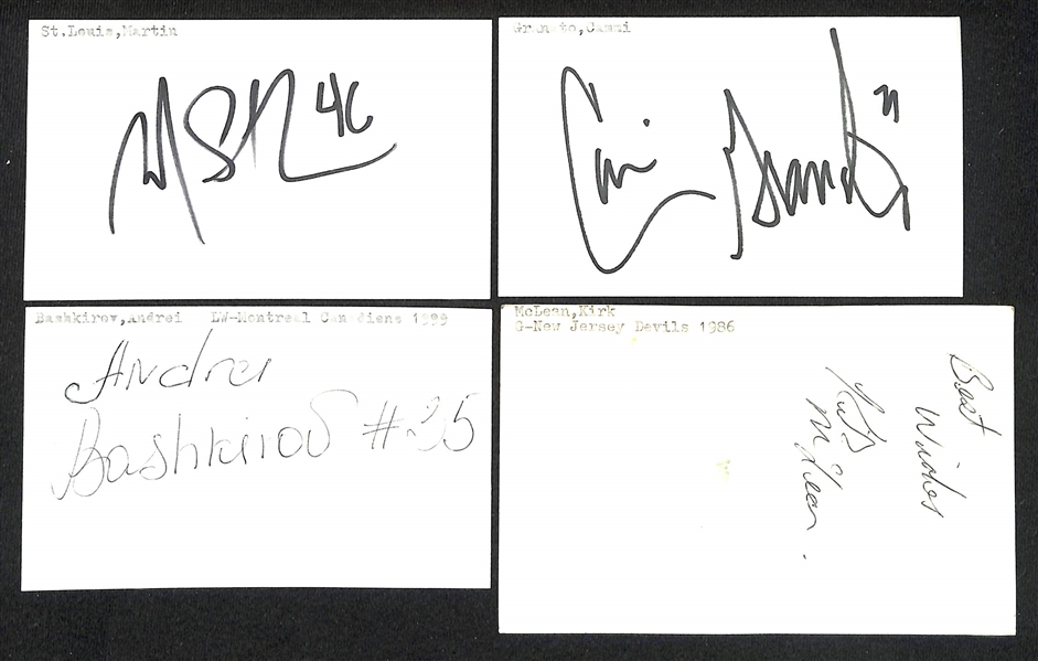 (300+) Signed Hockey Index Cards w. Bobby Hull, Jim Craig, Parker MacDonald, Tony Granato, +(JSA Auction Letter)