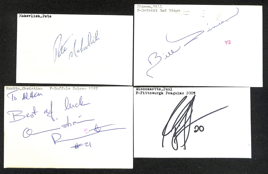 (300+) Signed Hockey Index Cards w. Bobby Hull, Jim Craig, Parker MacDonald, Tony Granato, +(JSA Auction Letter)