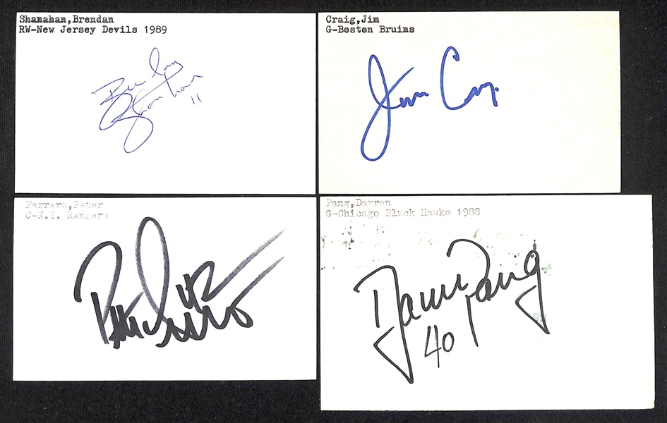 (275+) Signed Hockey Index Cards w. Brendan Shanahan, Jim Craig, Peter Ferraro, Darren Pang, +(JSA Auction Letter)