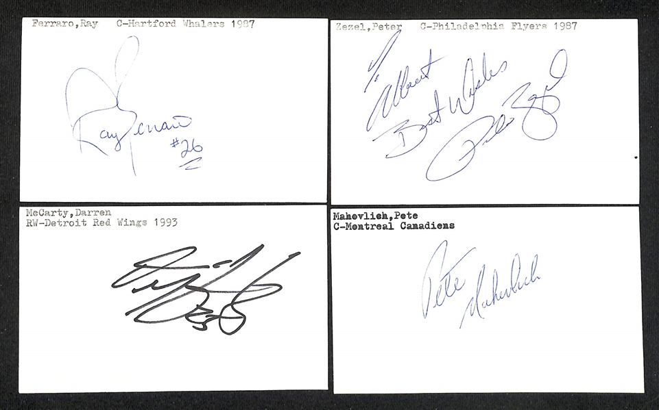 (275+) Signed Hockey Index Cards w. Brendan Shanahan, Jim Craig, Peter Ferraro, Darren Pang, +(JSA Auction Letter)