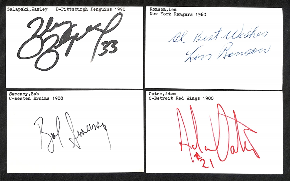 (275+) Signed Hockey Index Cards w. Brendan Shanahan, Jim Craig, Peter Ferraro, Darren Pang, +(JSA Auction Letter)