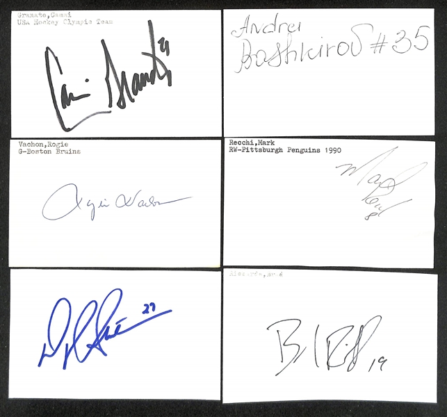 (275+) Signed Hockey Index Cards w. Brendan Shanahan, Jim Craig, Peter Ferraro, Darren Pang, +(JSA Auction Letter)