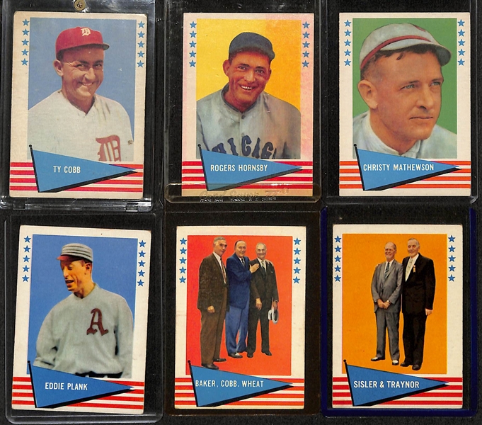 Lot of (58) Different 1961 Fleer Baseball Cards w. Babe Ruth & Ty Cobb