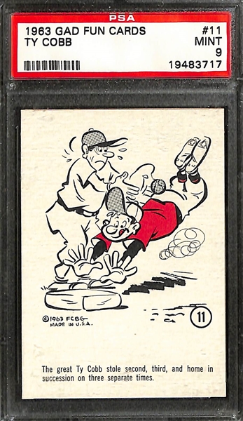 Lot of (55) Different 1963 GAD Fun Cards w. (3) Graded Cards Including Ty Cobb #11 PSA 9