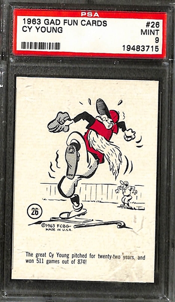 Lot of (55) Different 1963 GAD Fun Cards w. (3) Graded Cards Including Ty Cobb #11 PSA 9
