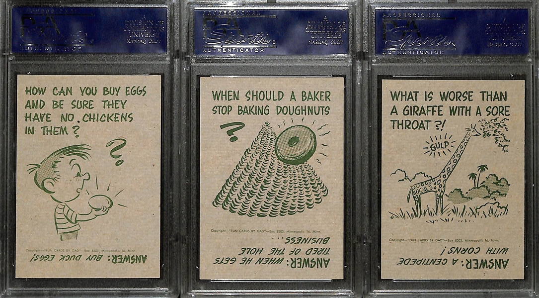 Lot of (55) Different 1963 GAD Fun Cards w. (3) Graded Cards Including Ty Cobb #11 PSA 9
