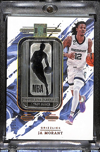 2023-24 Panini Impeccable Ja Morant #15 NBA Logoman Silver Bar Gold #/10