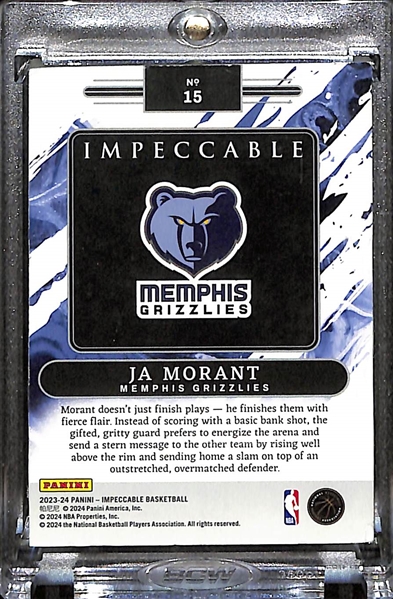 2023-24 Panini Impeccable Ja Morant #15 NBA Logoman Silver Bar Gold #/10
