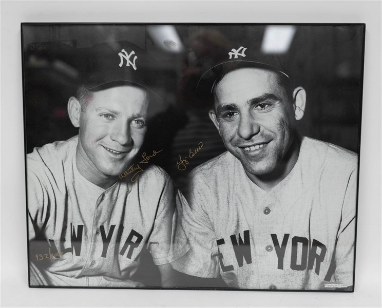Yogi Berra & Whitey Ford Signed and Framed 16x20 Photo hand numbered 932/1000  +(JSA Auction Letter)