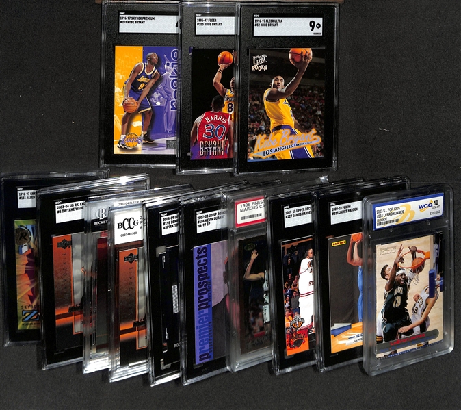 Lot of (12) Graded Basketball Cards inc. (3) 1996-97 Kobe Bryant Rookie Cards