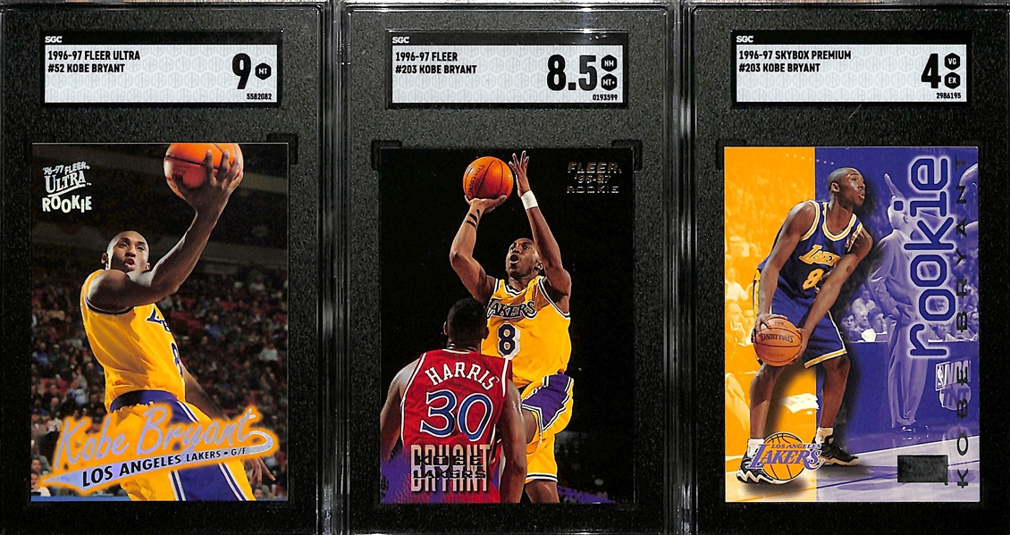 Lot of (12) Graded Basketball Cards inc. (3) 1996-97 Kobe Bryant Rookie Cards