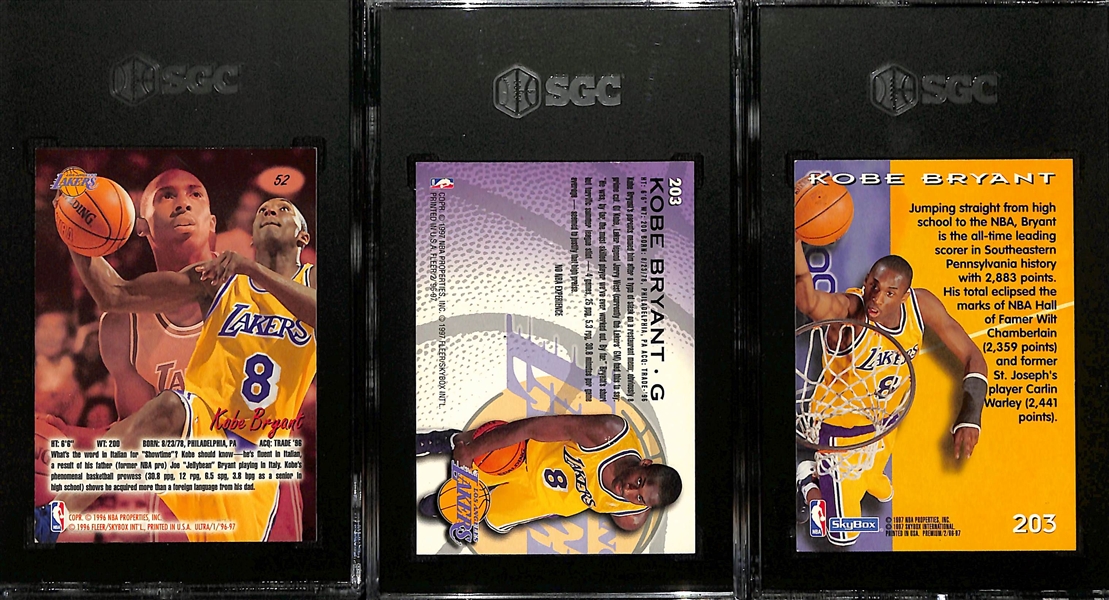 Lot of (12) Graded Basketball Cards inc. (3) 1996-97 Kobe Bryant Rookie Cards