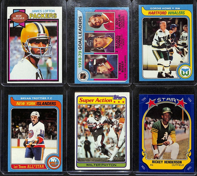 Lot of (20) Late-1970's to Early-1980's Sports Cards w. Rickey Henderson, Joe Montana, Bryan Trottier, Wayne Gretzky