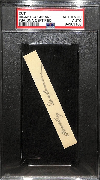 Mickey Cochrane (HOF, Philadelphia A's) Signed Cut (PSA/DNA Slabbed)