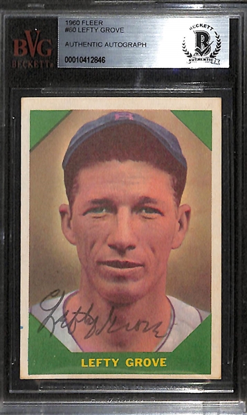 (2) Signed Vintage HOFer Cards - 1960 Fleer Lefty Grove & 1961 Fleer Max Carey (Both Beckett Authenticated/Slabbed)