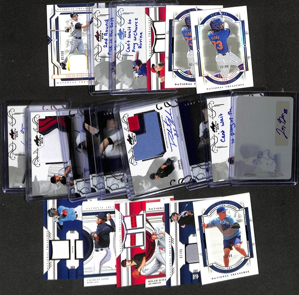 Lot of (21) 2016 Leaf Trinity and 2024 Panini National Treasures Baseball Cards w. Luisangel Acuna, Rhett Lowder, Alex Verdugo, Edgar Martinez 