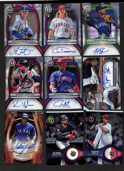 Lot of (17) 2025 Topps Tribute Baseball Cards w. Autographs, Patches (some with holographic stamp), #ed and base cards