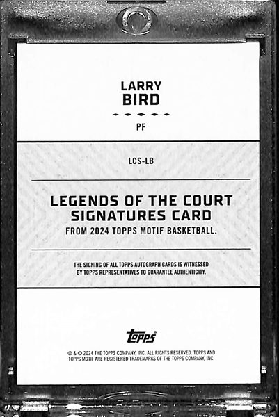 2024 Topps Motif Legends Of The Court Cadmium Orange Larry Bird HOF AUTO #15/25