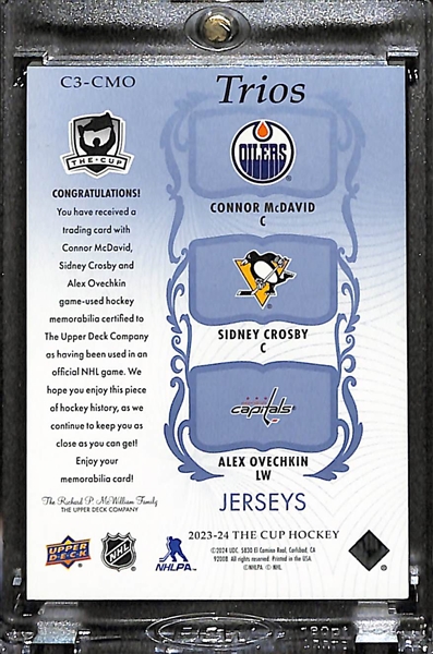 2023-24 Upper Deck The Cup Hockey Trios Jerseys McDavid, Crosby, Ovechkin #24/35