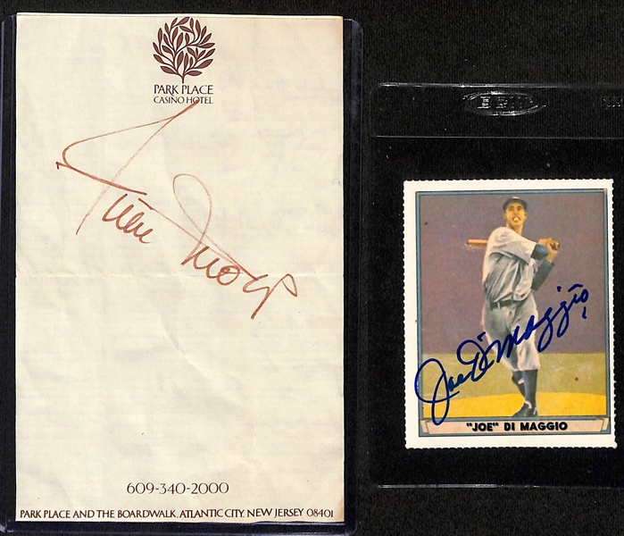 Willie Mays Signed Stationary and Joe DiMaggio Signed 1941 Playball Dover Reprint  + (JSA Auction Letter)