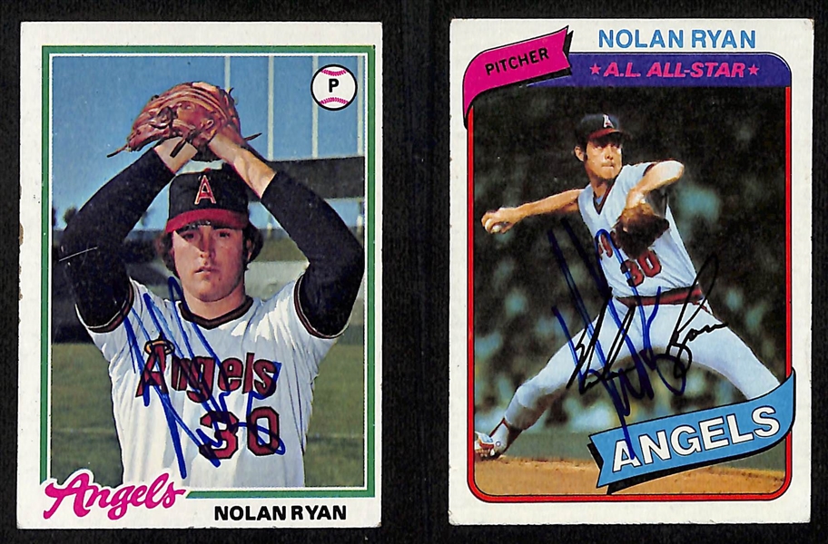 (4) Nolan Ryan Signed Baseball Cards + (JSA Auction Letter)