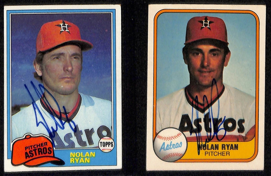 (4) Nolan Ryan Signed Baseball Cards + (JSA Auction Letter)