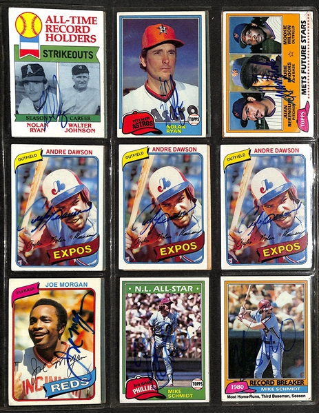Lot of over (250) Signed Baseball Cards w. Nolan Ryan, Andre Dawson, Joe Morgan, Mike Schmidt, + (JSA Auction Letter)