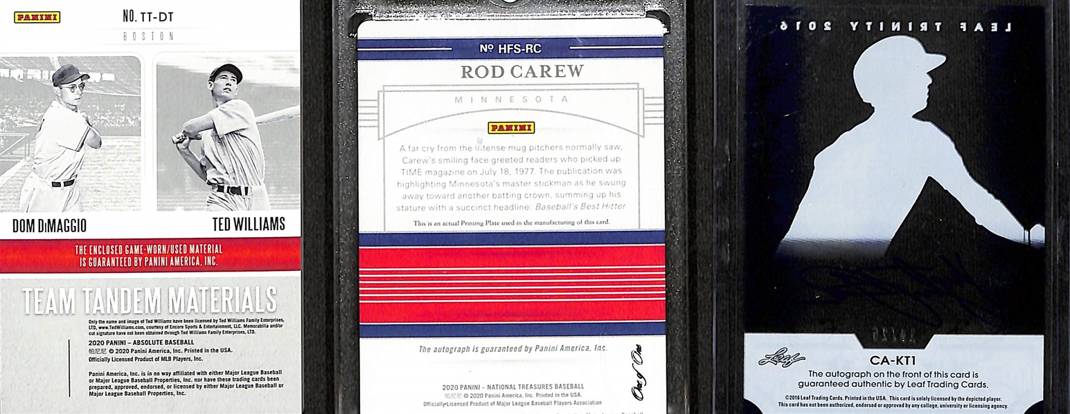 Lot of (6) Baseball Cards w. Ted Williams, Rod Carew, Kyle Tucker