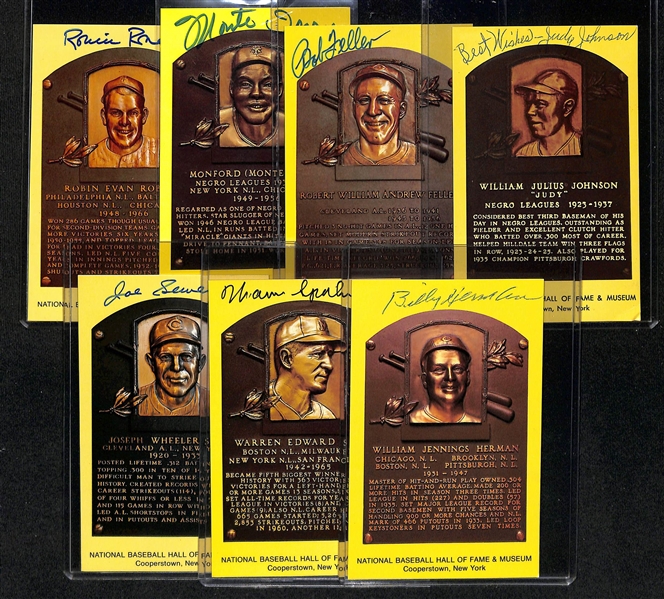 Lot of (7) Hall of Fame Signed Baseball Plaque Postcards w. Judy Johnson - JSA Auction Letter