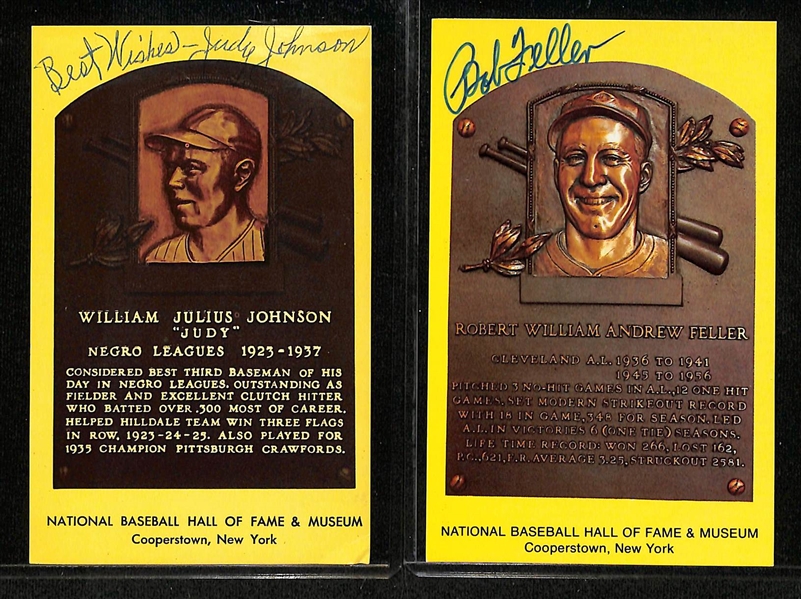Lot of (7) Hall of Fame Signed Baseball Plaque Postcards w. Judy Johnson - JSA Auction Letter