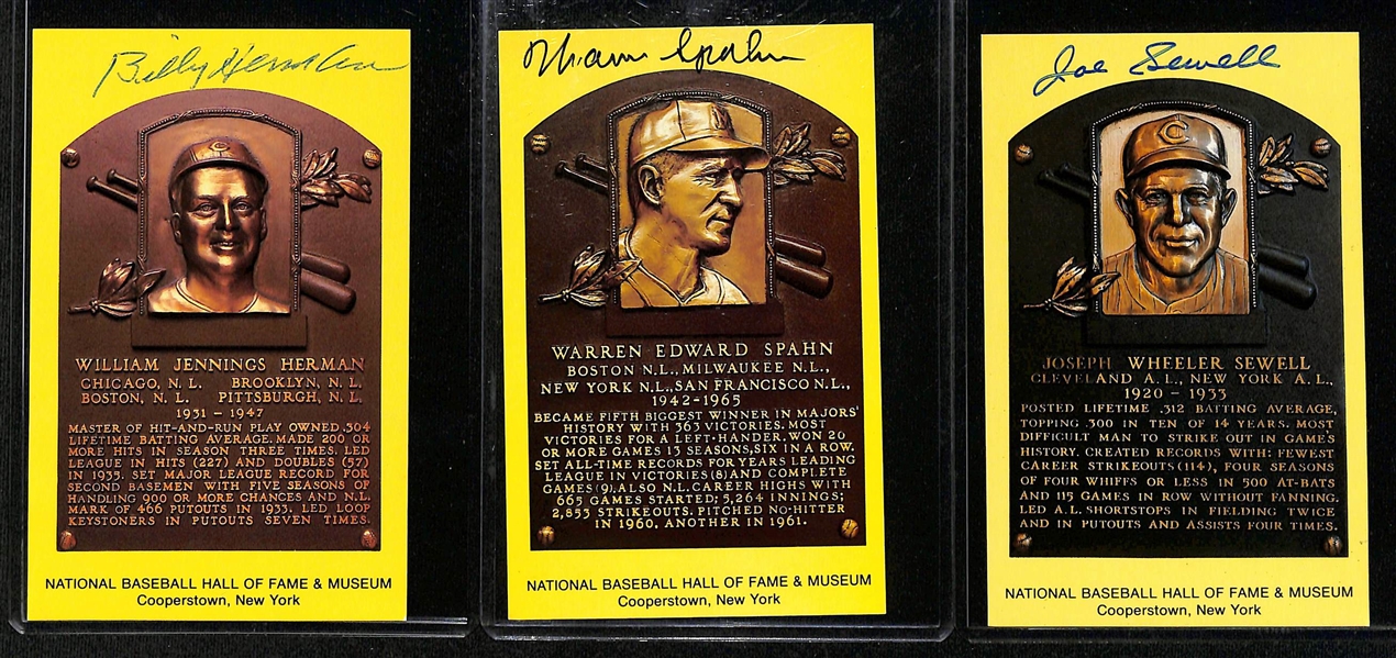 Lot of (7) Hall of Fame Signed Baseball Plaque Postcards w. Judy Johnson - JSA Auction Letter