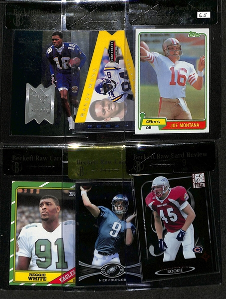 Lot of (6) Beckett BGS Raw Graded Football Rookie Cards w. Joe Montana & Randy Moss