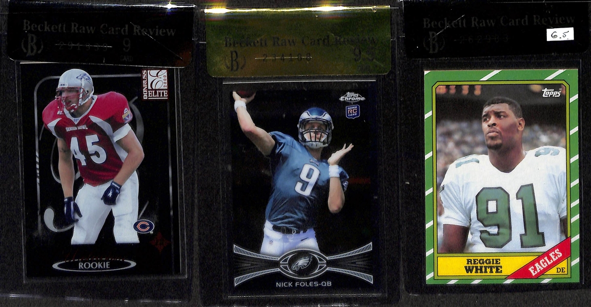 Lot of (6) Beckett BGS Raw Graded Football Rookie Cards w. Joe Montana & Randy Moss