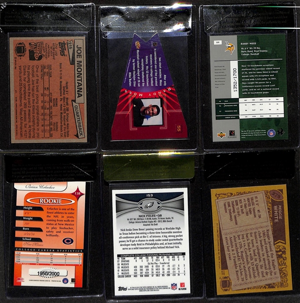Lot of (6) Beckett BGS Raw Graded Football Rookie Cards w. Joe Montana & Randy Moss