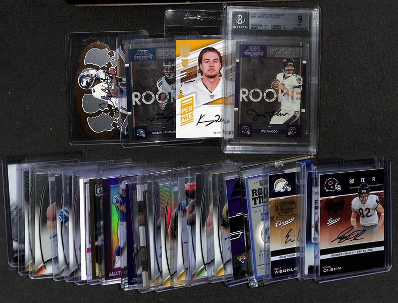 Lot of (25) Autographed Rookie Football Cards w. 2008 Joe Flacco RC BCCG 9