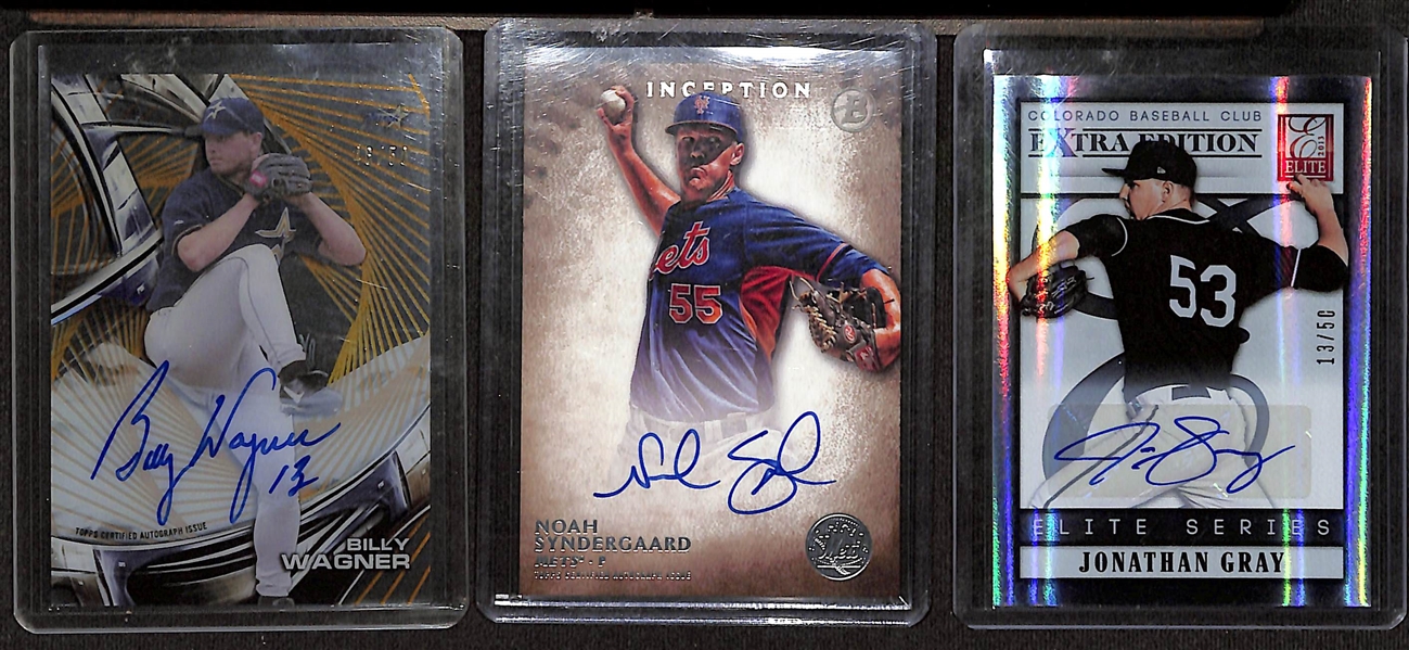 Lot of (51) Autographed Baseball Rookie Cards w. Billy Wagner, Noah Syndergaard, Jonathan Gray