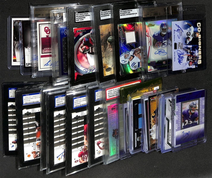 Lot of (31) Various Autographed Football Rookie Raw & Graded Ricky Williams, Andrew Luck, Odell Bekham Jr