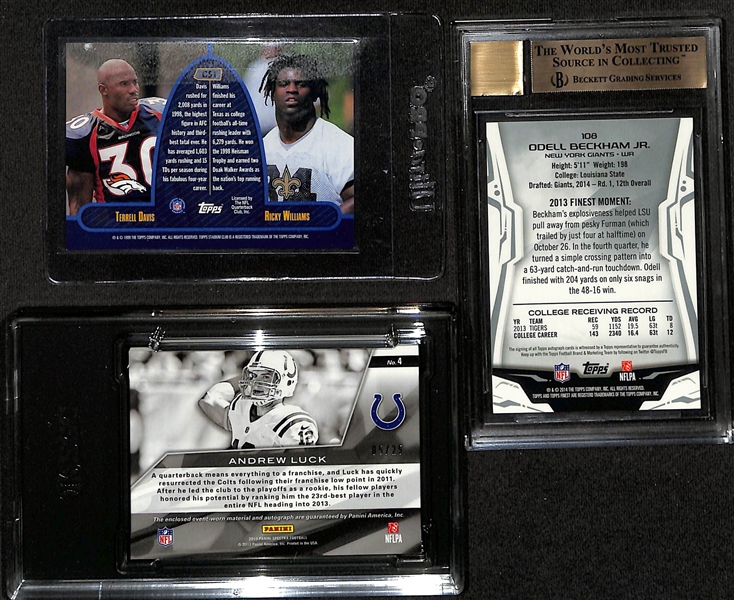 Lot of (31) Various Autographed Football Rookie Raw & Graded Ricky Williams, Andrew Luck, Odell Bekham Jr