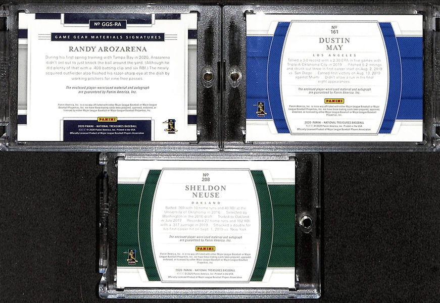 Lot of (6) 2020 Immaculate w. Zac Gallen & (3) 2020 National Treasure Baseball Cards w. Randy Arozarena