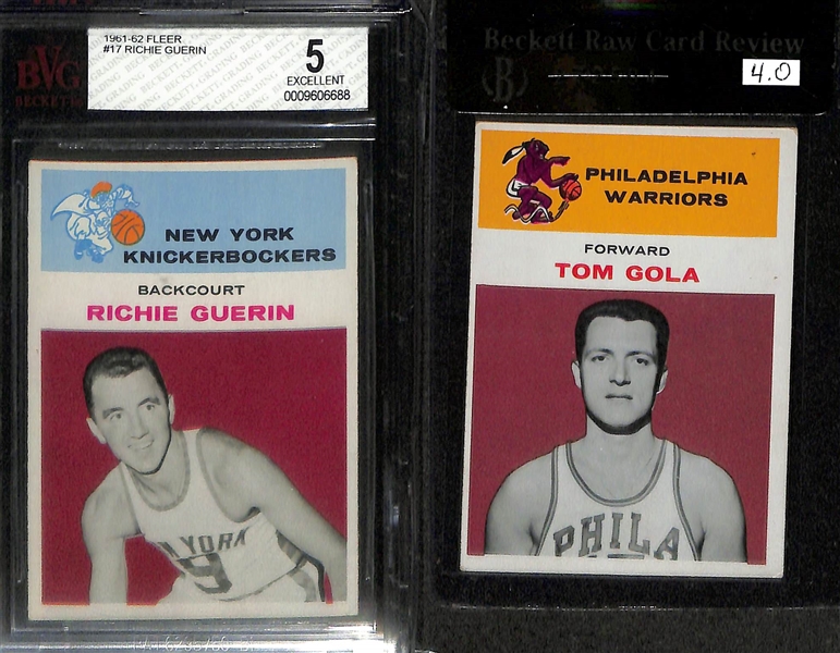 1957 Topps Basketball Walt Davis PSA 4, & (3) 1961 Fleer Basketball Graded Cards
