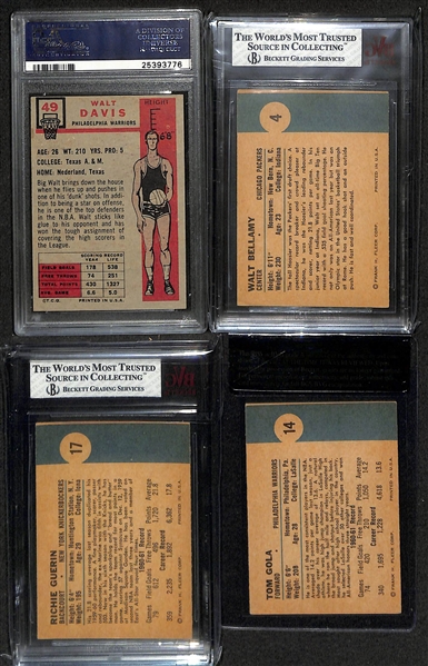 1957 Topps Basketball Walt Davis PSA 4, & (3) 1961 Fleer Basketball Graded Cards