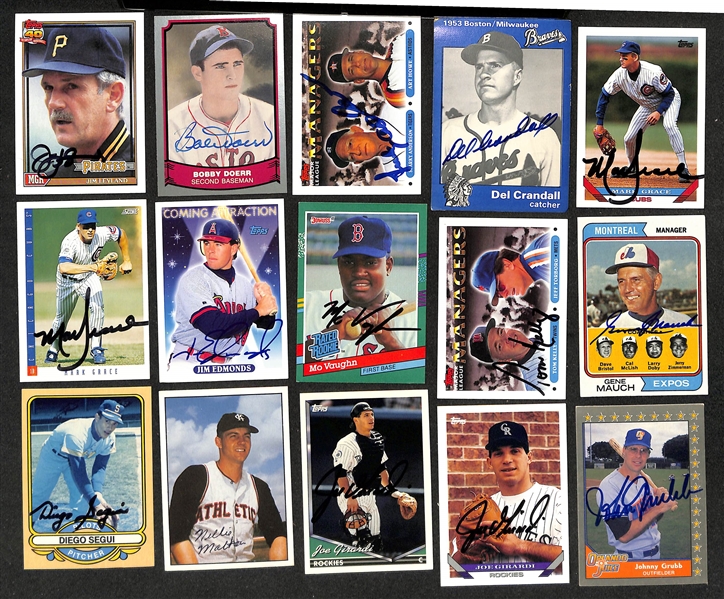 Lot of (400)+ Signed Baseball Cards w. Bobby Doerr, Jim Leyland, Sparky Anderson, Art Howe, +(JSA Auction Letter)