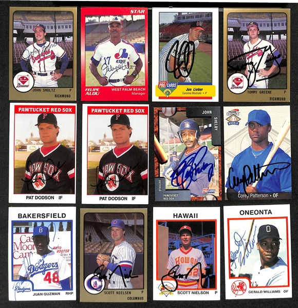 Lot of (375+) Signed Baseball Minor League Cards w. John Smoltz, Felipe Alou, Jon Lieber, Tommy Greene, + (JSA Auction Letter)