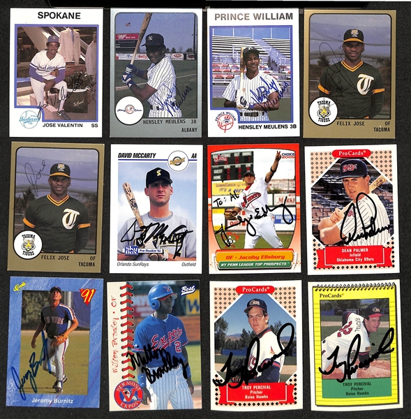 Lot of (375+) Signed Baseball Minor League Cards w. John Smoltz, Felipe Alou, Jon Lieber, Tommy Greene, + (JSA Auction Letter)
