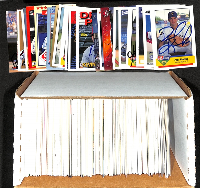 Lot of (375+) Signed Baseball Minor League Cards w. Paul Konerko, Jim Edmonds, Aaron Boone, Garret Anderson, + (JSA Auction Letter)