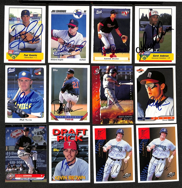Lot of (375+) Signed Baseball Minor League Cards w. Paul Konerko, Jim Edmonds, Aaron Boone, Garret Anderson, + (JSA Auction Letter)